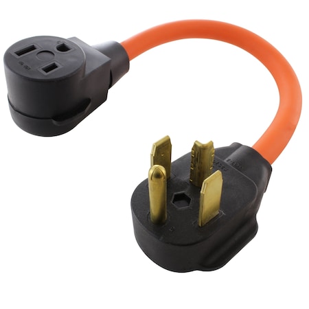 Ac Works Plug Adapter, STW, 6-50R, 14-30P, 6-50P, 14-30P, 1.5 ft., Orange WD1430650-018